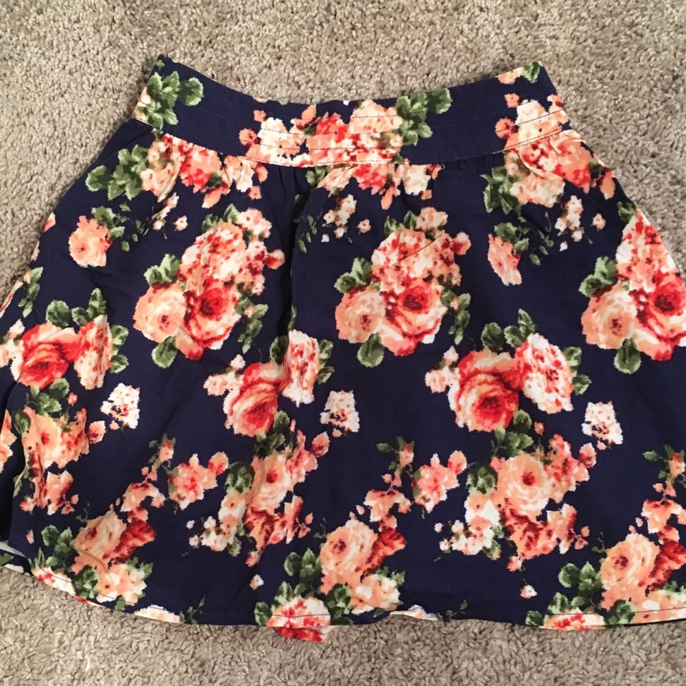 Blue and Pink Floral Skirt